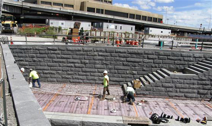 The snow melt project required correct placement of mats mesh and sensors Photos courtesy of Danfoss