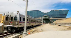 A train makes its way into the new Transit Center beneath the Westin Hotel The hotel was designed this way because the airport needed at least 500 rooms for the hotel to be financially viable but it can only be so high due to FAA limitations and can only be so wide because there are roads on both sides A plan was devised to build a hotel that might have an odd shape but had enough space for what turned out to be 519 guest rooms plus a convention center transit center and plazaPhotos courtesy Burgess Servic A train makes its way into the new Transit Center beneath the Westin Hotel The hotel was designed this way because the airport needed at least 500 rooms for the hotel to be financially viable but it can only be so high due to FAA limitations and can only be so wide because there are roads on both sides A plan was devised to build a hotel that might have an odd shape but had enough space for what turned out to be 519 guest rooms plus a convention center transit center and plazaPhotos courtesy Burgess Servic