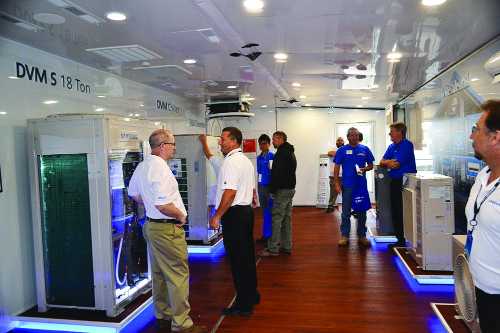 A wide variety of Samsung HVAC products were on display in the Roadshow trailer
