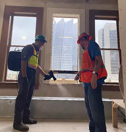 Workers disinfect work areas before and after working. Workers disinfect work areas before and after working.