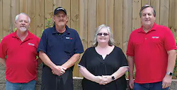 The Hiram, Ga.-based Kenco-Lusk management team (left to right): Tad Richison, vice president; Phillip Thomas, field service supervisor; Lisa Riley, office administrator; and CEO Ken Cooper. Not pictured is Jeff Salvo, installation manager. The Hiram, Ga.-based Kenco-Lusk management team (left to right): Tad Richison, vice president; Phillip Thomas, field service supervisor; Lisa Riley, office administrator; and CEO Ken Cooper. Not pictured is Jeff Salvo, installation manager.