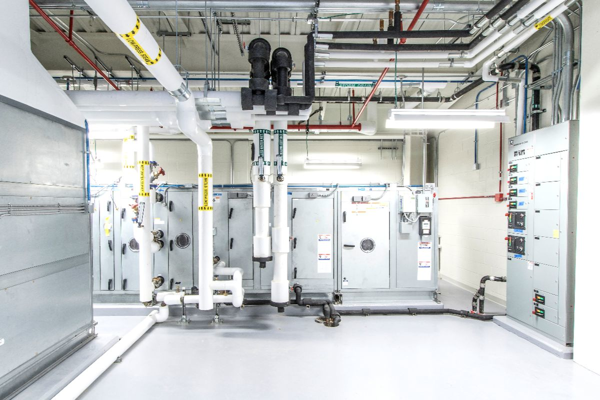 The limited space available for equipment posed a project challenge, which Wiegmann was able to overcome through careful planning and coordination with other trades.