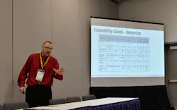 Jason Obrzut, director of industry standards and relations at ESCO, explains to 2022 AHR Expo attendees Jan. 31 that most technicians will not have problems when installing new A2L refrigerants. Jason Obrzut, director of industry standards and relations at ESCO, explains to 2022 AHR Expo attendees Jan. 31 that most technicians will not have problems when installing new A2L refrigerants.