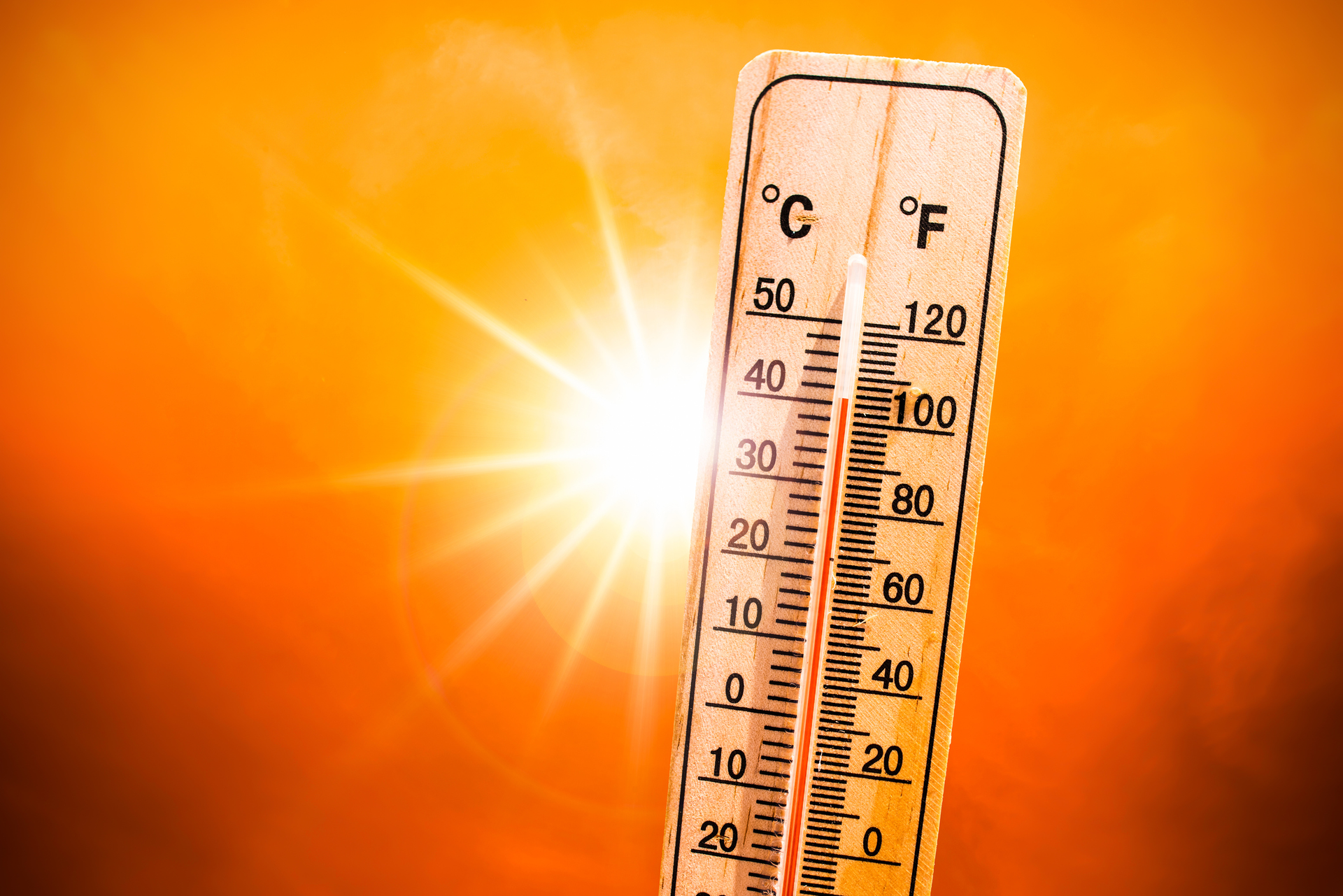 thermometer showing high temperature