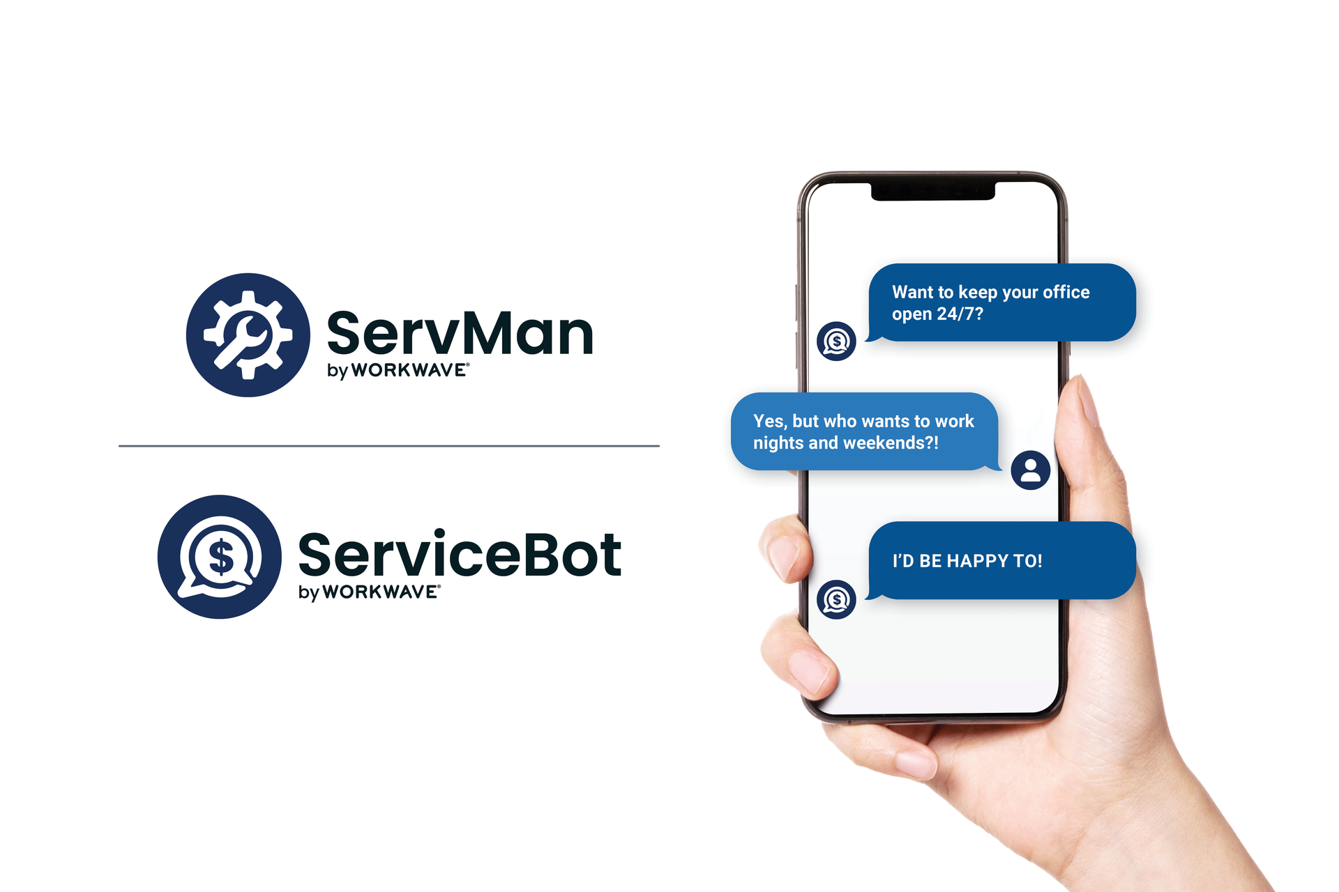 ServiceBot by WorkWave is an embeddable e-commerce chatbot designed to convert web leads into customers
