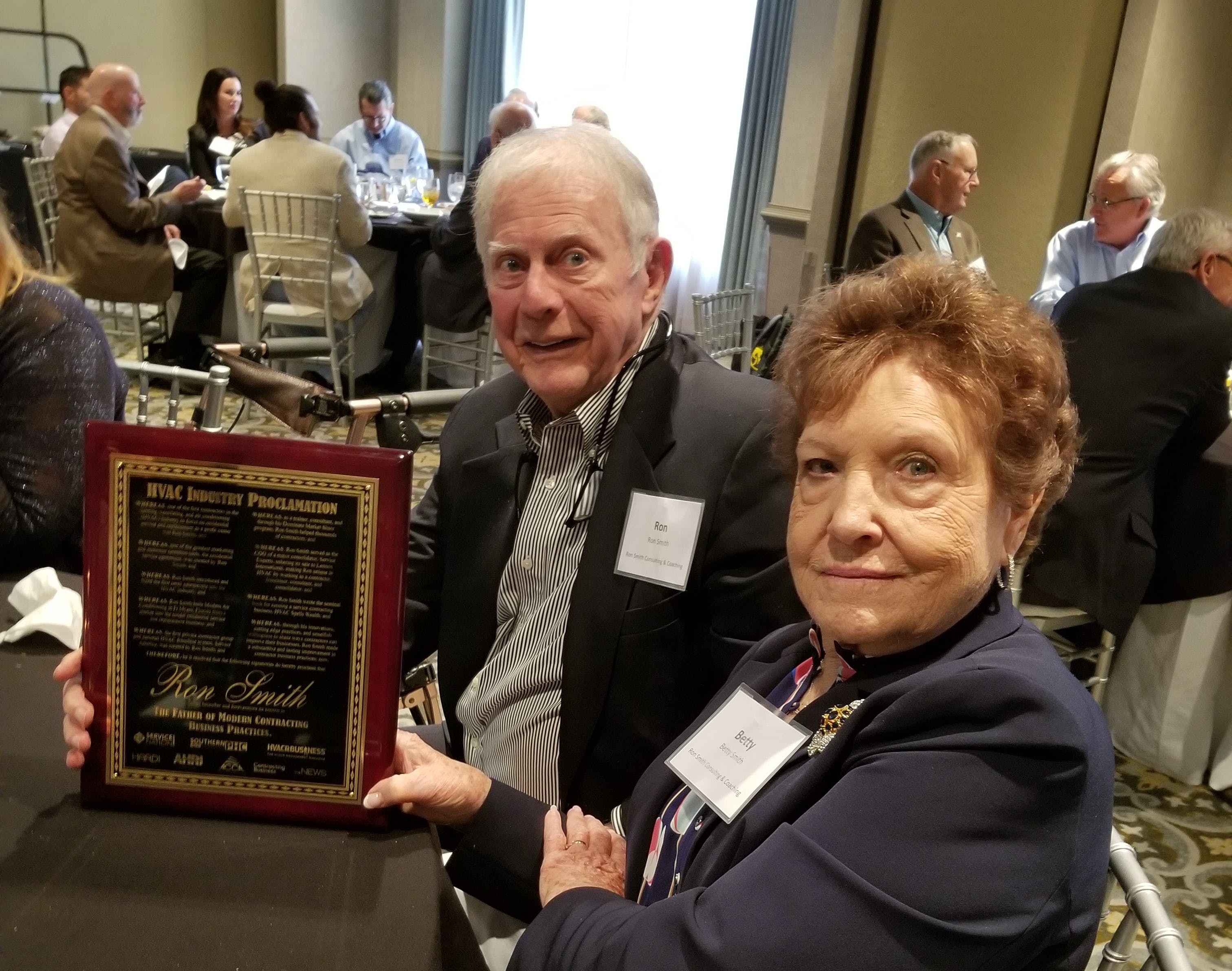 Ron and Betty Smith at a Ron Smith Appreciation event, March 29, 2022., presented by ServiceNation.