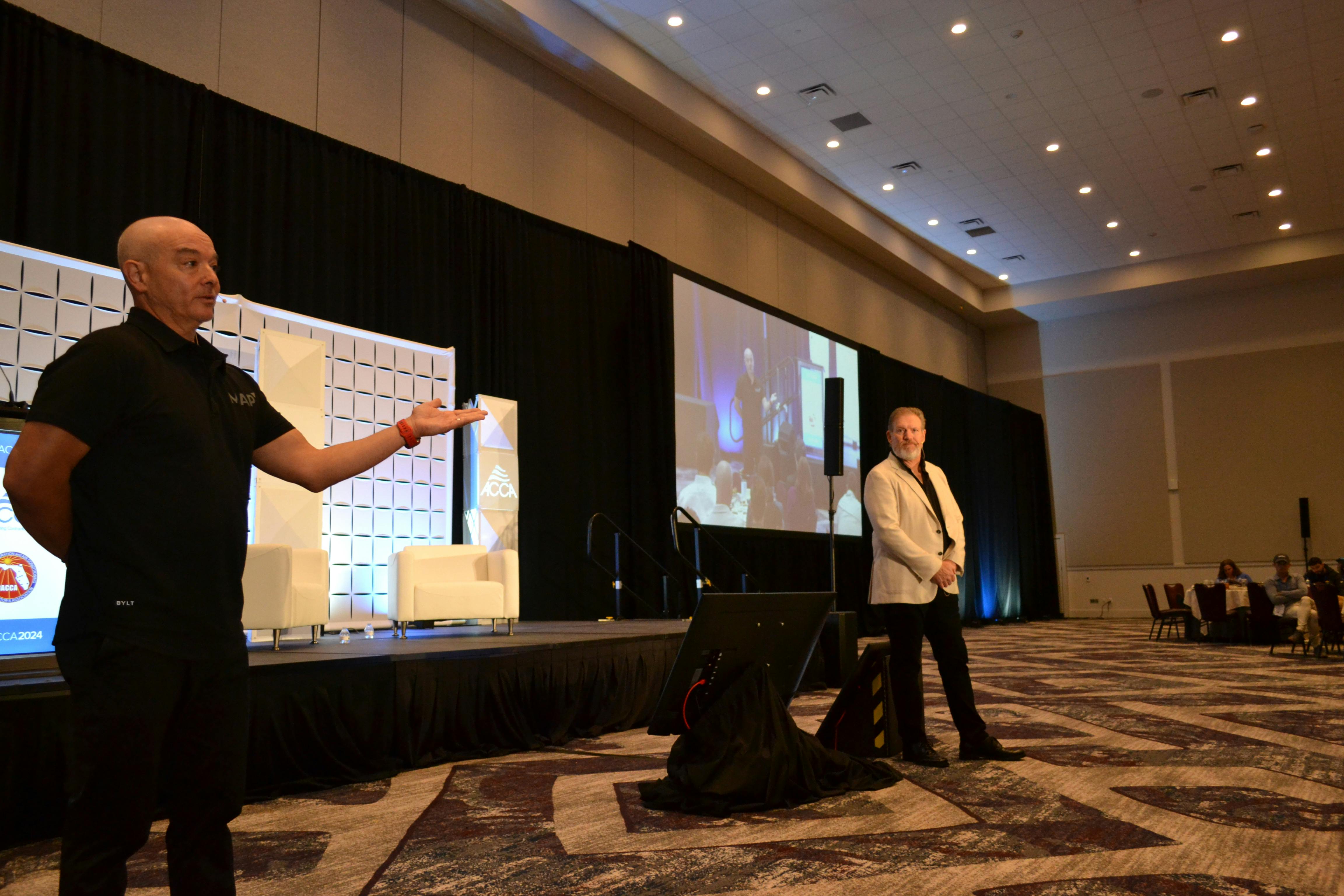 Michael Caito, foreground, founder of MAP Consulting, teamed with Ken Goodrich to provide sound business advice to ACCA 2024 conference attendees.