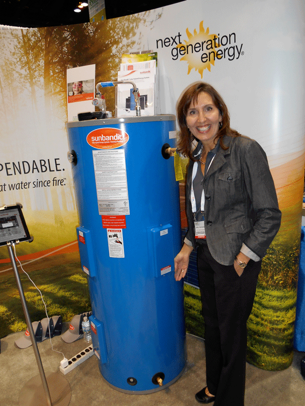 Next Generation Energy Sales Manager April Porterfield poses with the SunBandit
