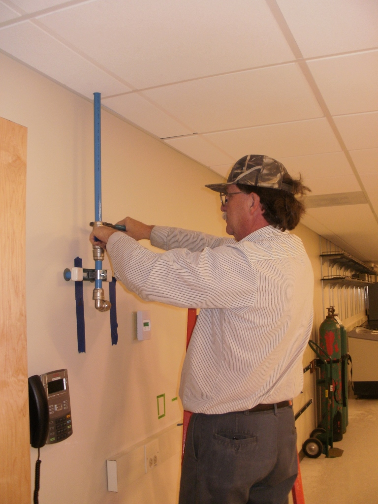 A Haberberger technician takes part in the extensive renovations at St Louis University