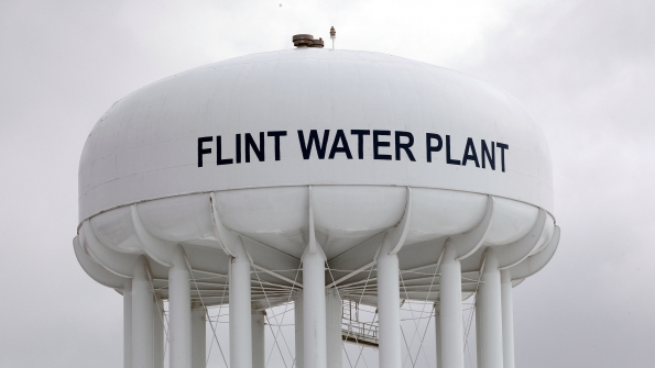 The Flint Water Plant tower is shown January 13 2016 in Flint Michigan On Tuesday Michigan Gov Rick Snyder activated the National Guard to help the American Red Cross distribute water to Flint residents to help them deal with the lead contamination that is in the City of Flint39s water supply