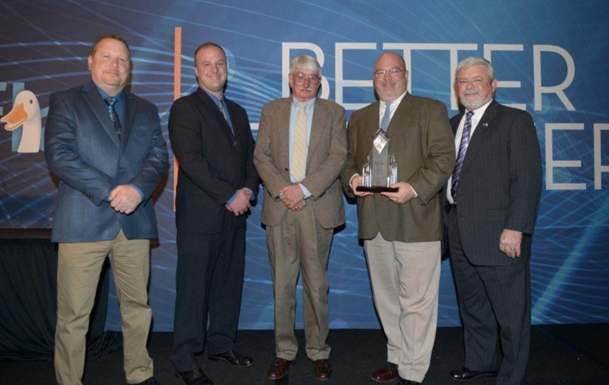 Shown at the recent Aflac awards banquet are left to right Sam Boyington Service Technician EMCOR Services Aircond Paul Hatcher Service Design Engineer EMCOR Services Aircond Ernie Pugh Service Technician EMCOR Services Aircond Paul Hill Senior Executive Sales EMCOR Services Aircond and Rob Holleman Director of Facility Services Aflac