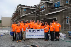 Nineteen volunteers from Navien met with Habitat for Humanity on March 18th to donate their time and expertise The townhomes once finished will provide affordable housing for veterans and senior citizens Nineteen volunteers from Navien met with Habitat for Humanity on March 18th to donate their time and expertise The townhomes once finished will provide affordable housing for veterans and senior citizens