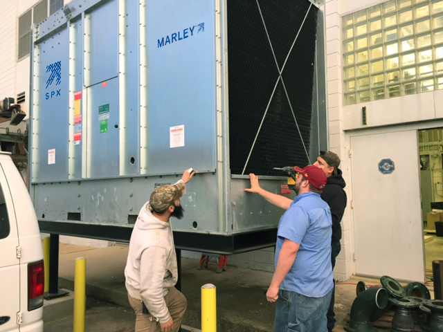 installation of cooling tower at Steamfitters UA Local No. 602 Mechanical Trades School
