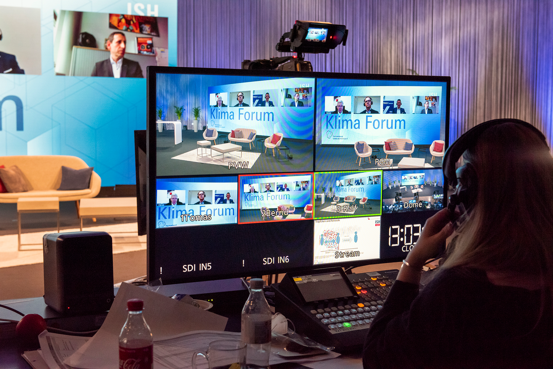 At the Climate Forum control booth for ISH 2021.