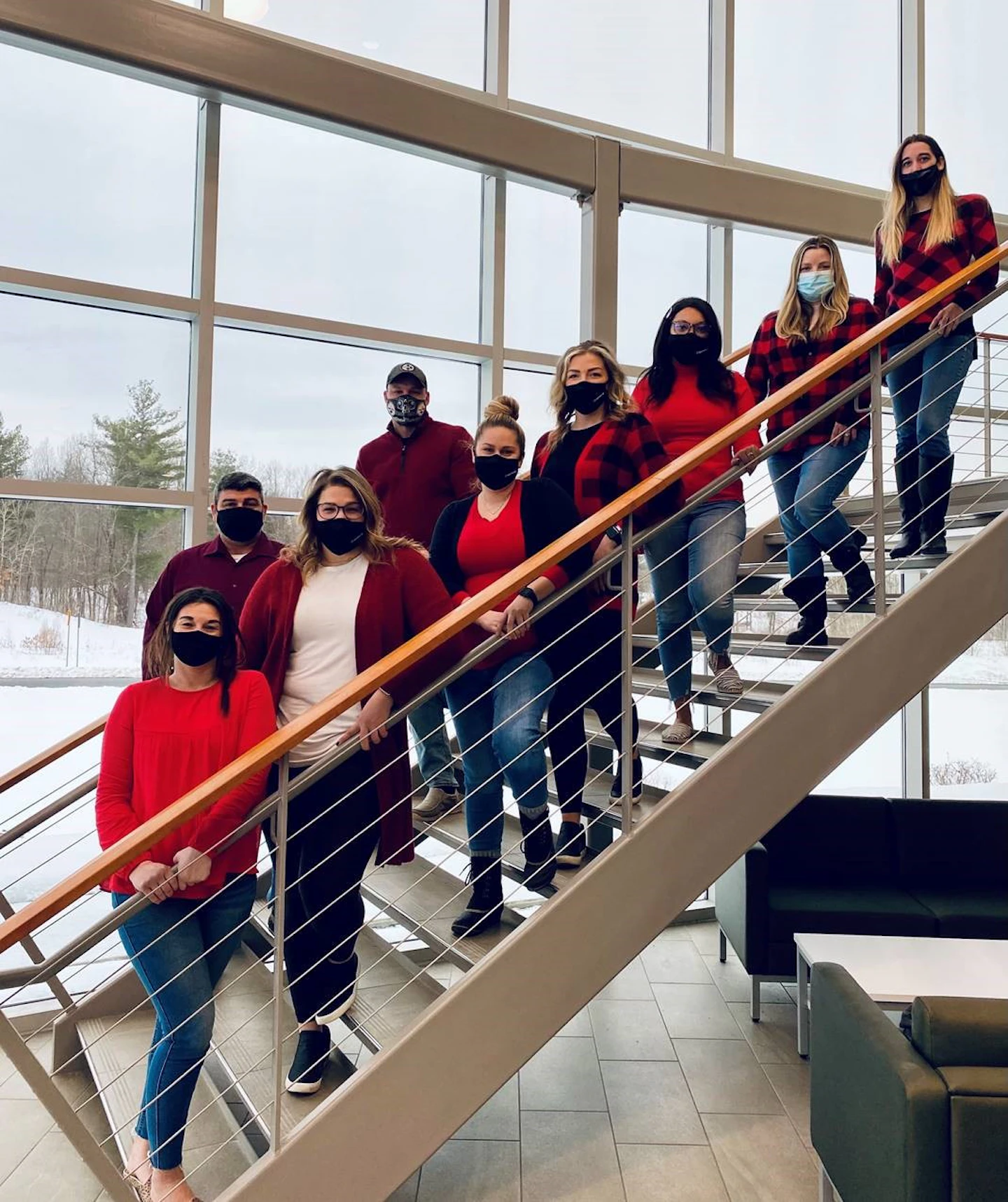Danforth employees on Albany's Wear Red Day, an event to raise awareness about heart disease in women.