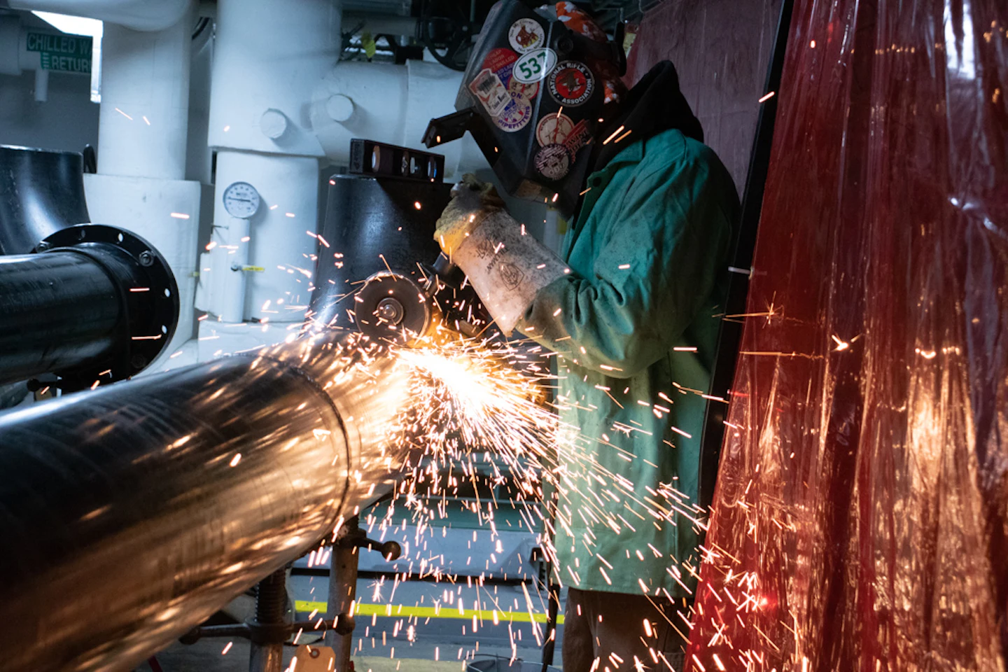 A Cannistraro technician working in the fab shop.