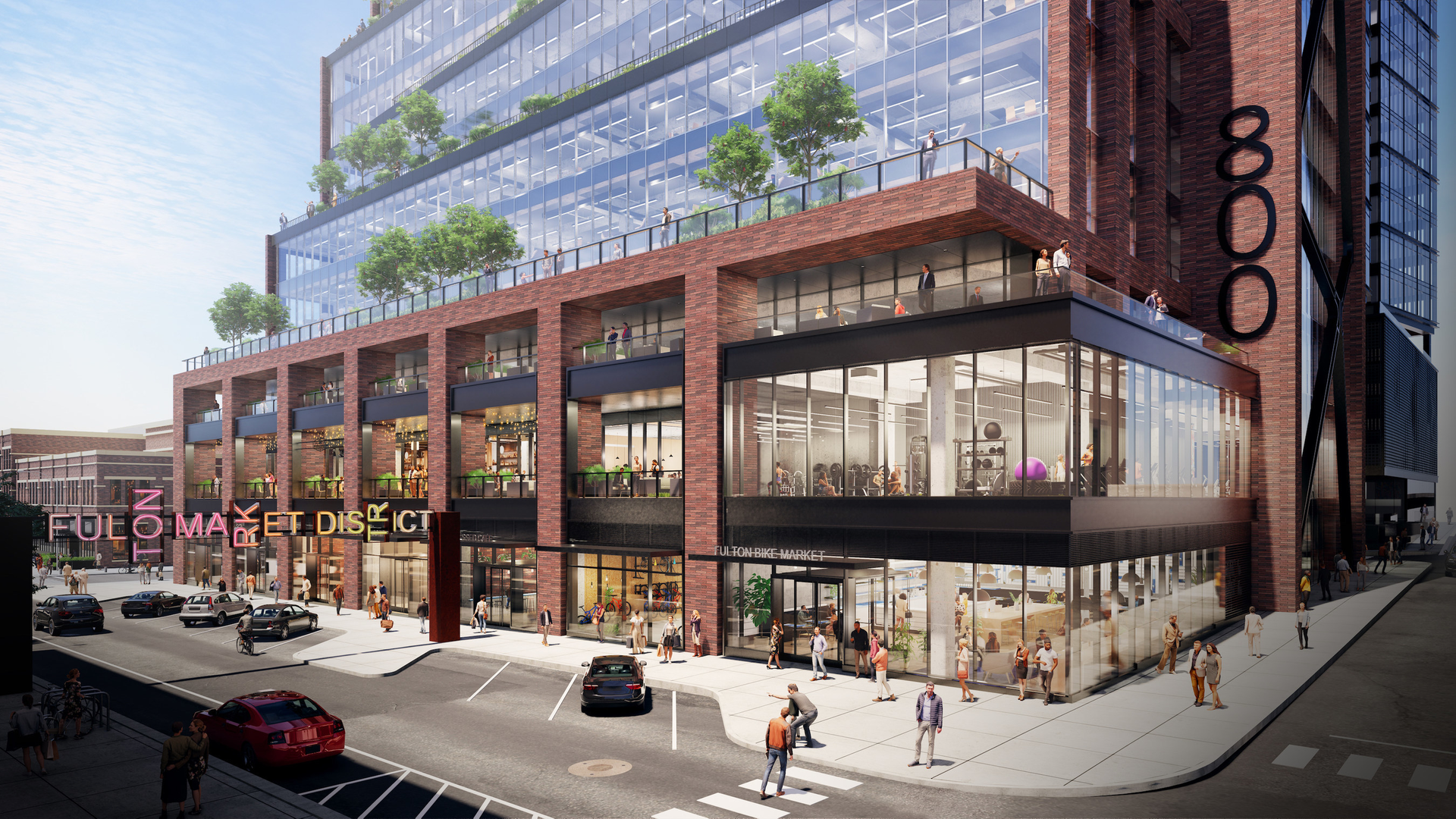 An exterior shot of the Fulton St. project in Chicago.