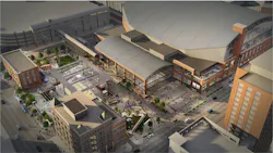 A rendering of the renovated Gainbridge Fieldhouse. A rendering of the renovated Gainbridge Fieldhouse.