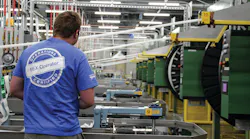 A worker on the factory floor at Uponor's PEX production facility. A worker on the factory floor at Uponor's PEX production facility.