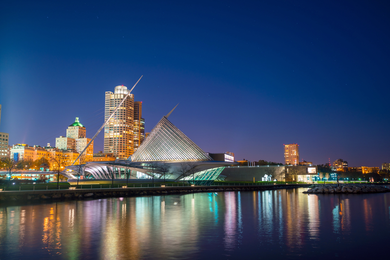 Milwaukee skyline at twilight.