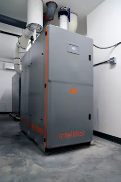 The smaller footprint of the Intellihot tankless units ultimately allowed for additional office space, increased residential space, dedicated space for snow melting equipment, and other amenities. The smaller footprint of the Intellihot tankless units ultimately allowed for additional office space, increased residential space, dedicated space for snow melting equipment, and other amenities.