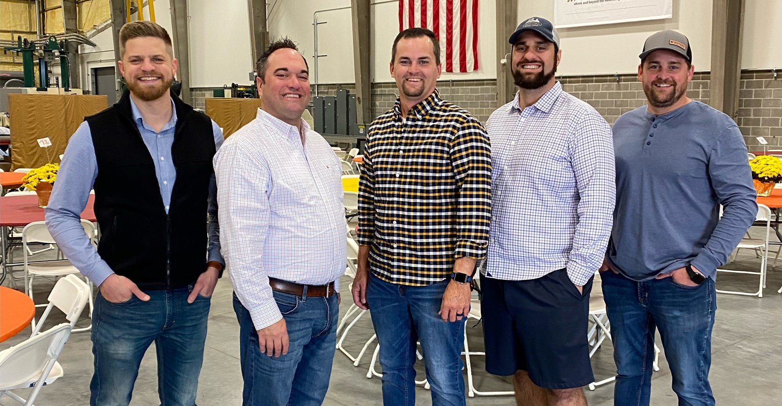 From left to right are Sam Haberberger, Treasurer and Project Estimator; Steve Haberberger, Jr., President and CEO; Joe Haberberger, Service Manager; Ben Haberberger, Vice President and Project Manager, and Jeff Haberberger, Vice President and Project Manager.