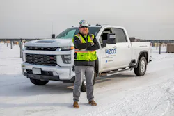 An AZCO technician out on a solar installation job. An AZCO technician out on a solar installation job.