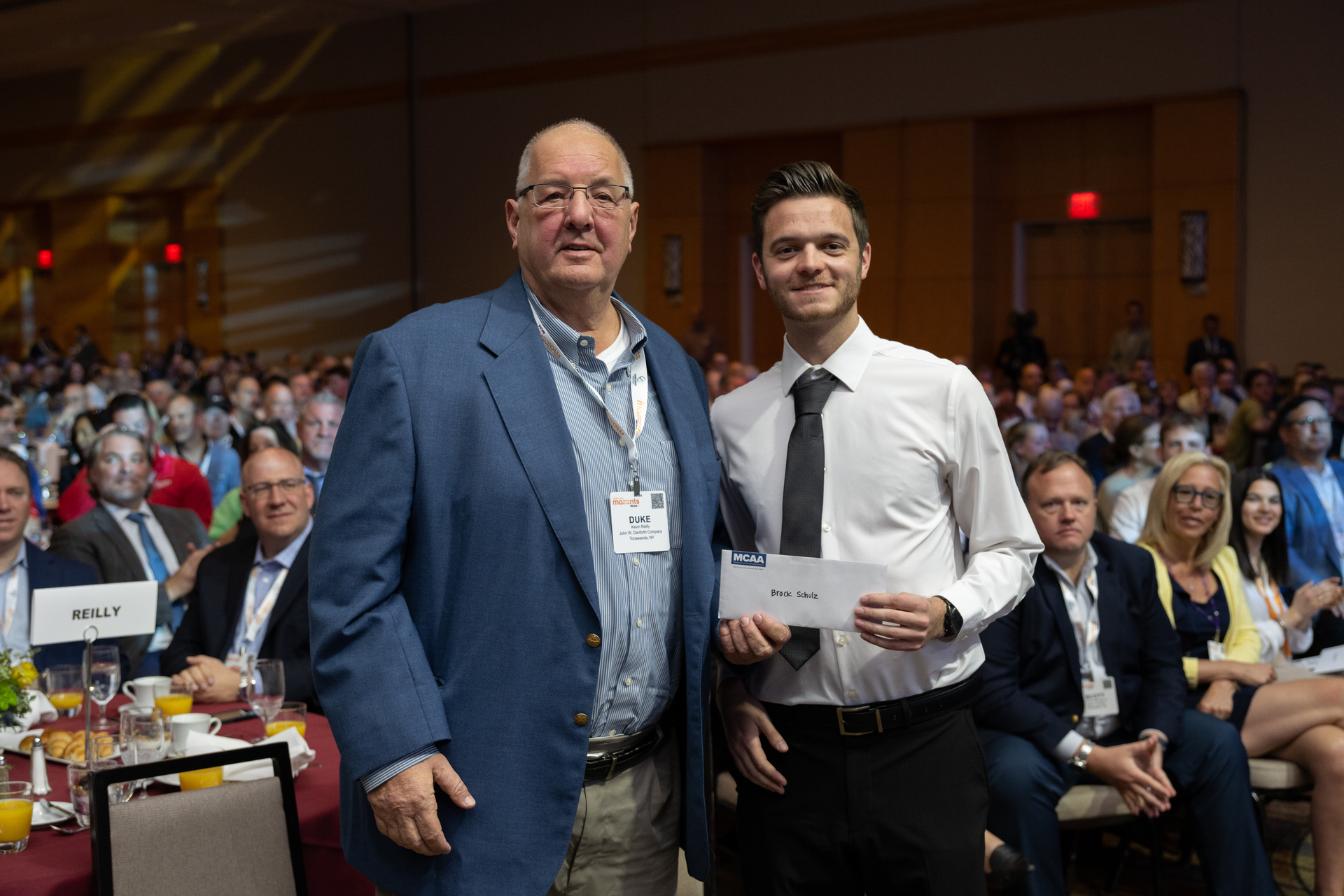 Brock Schulz accepts his scholarship award at the MCAA ceremony.