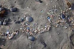 Microplastics on a beach. Microplastics on a beach.