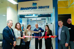 Bill Coderre, president and CEO of Junior Achievement of the MI Great Lakes (far left), joins with Bradford White representatives, Tonya Westrate, Peter Kattula and Rebecca Owens, and others to cut the ribbon at Bradford White’s storefront space at JA Finance Park. Bill Coderre, president and CEO of Junior Achievement of the MI Great Lakes (far left), joins with Bradford White representatives, Tonya Westrate, Peter Kattula and Rebecca Owens, and others to cut the ribbon at Bradford White’s storefront space at JA Finance Park.