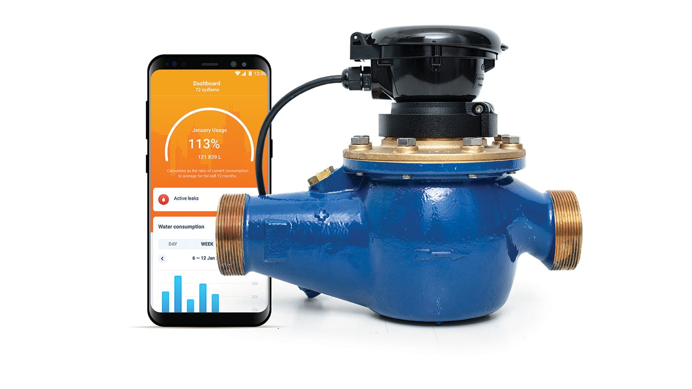A WINT metering device. Real-time alerts or status updates can be automatically sent to mobile devices.