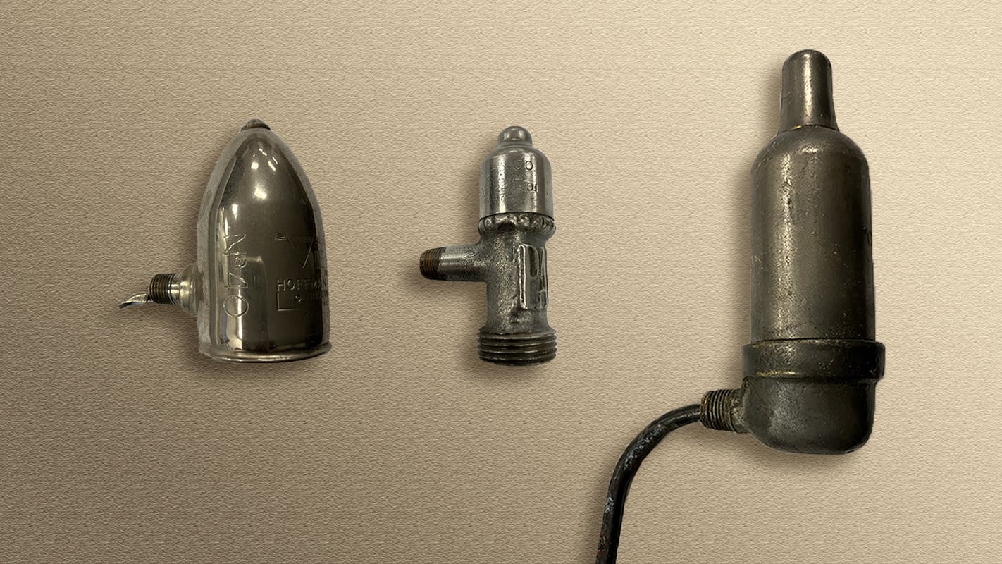 Various vents you might find at the end of a one-pipe steam radiator.