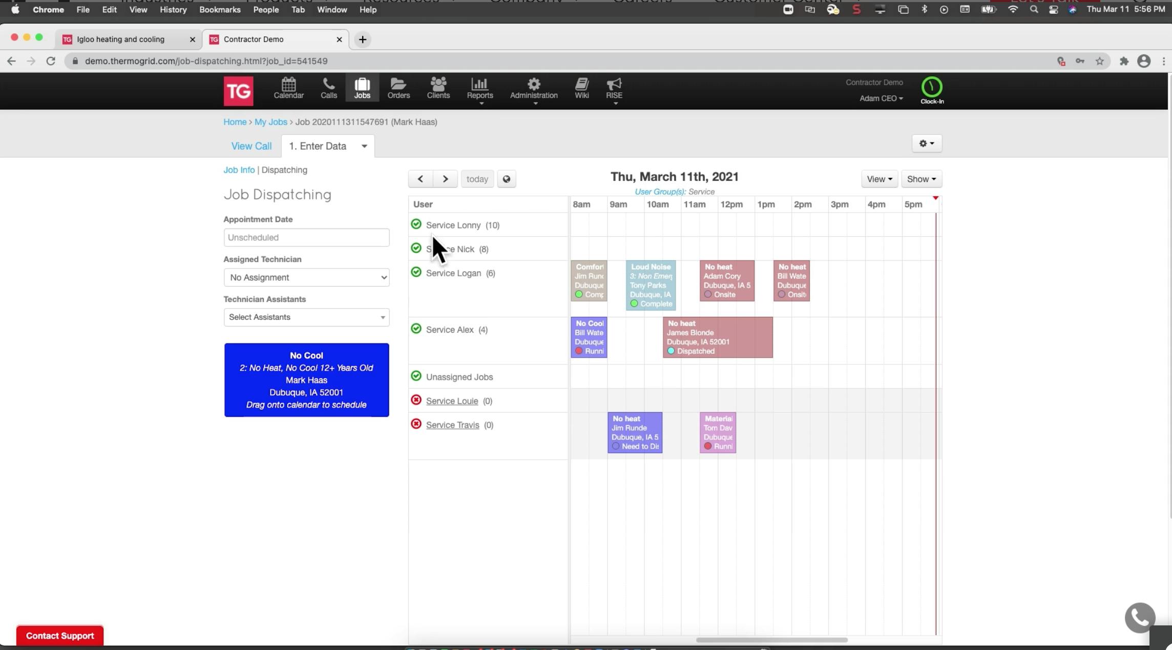 The TheromGrid dashboard.