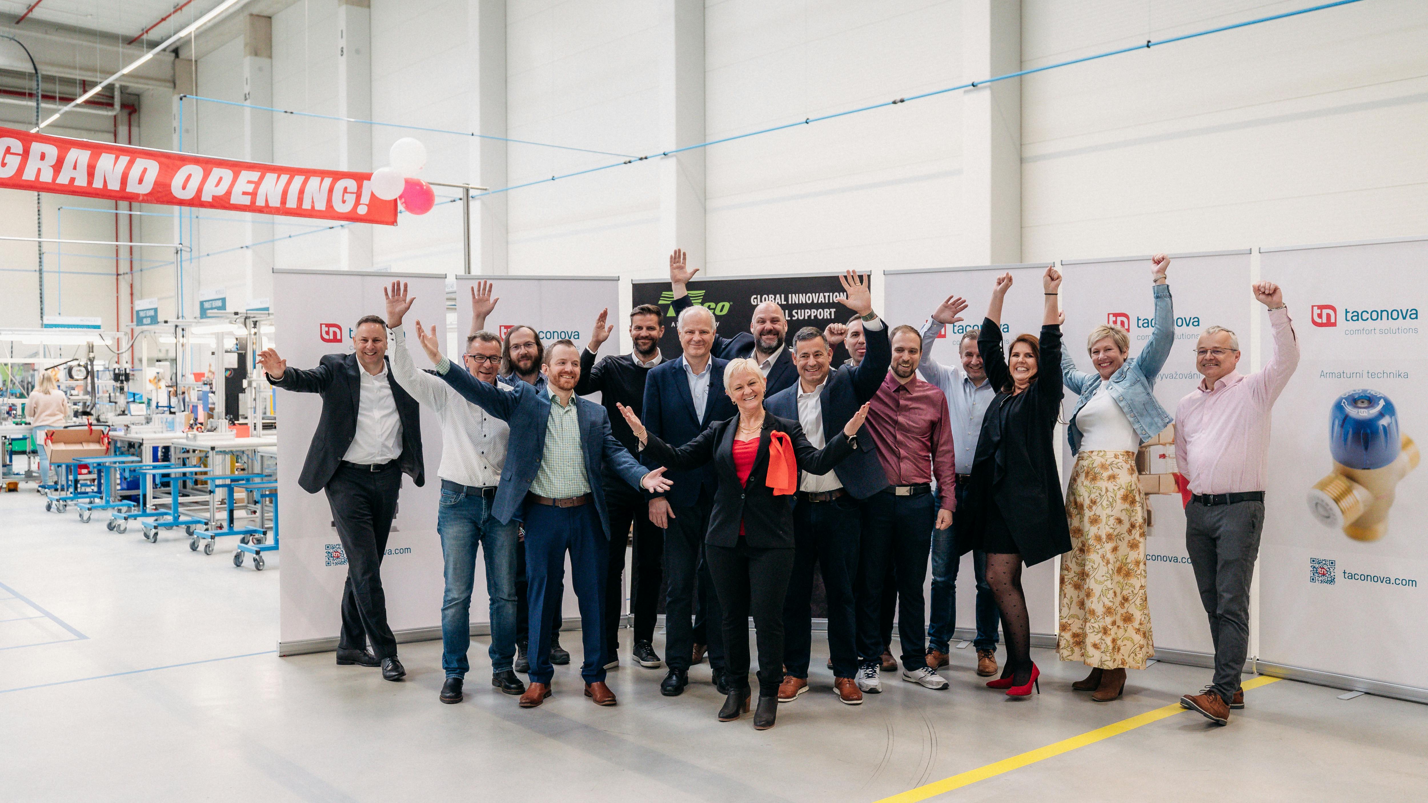 Taco Family of Companies CEO Cheryl Merchant and team members celebrate the grand opening of the new facility in Bor&scaron;ov, Czech Republic.