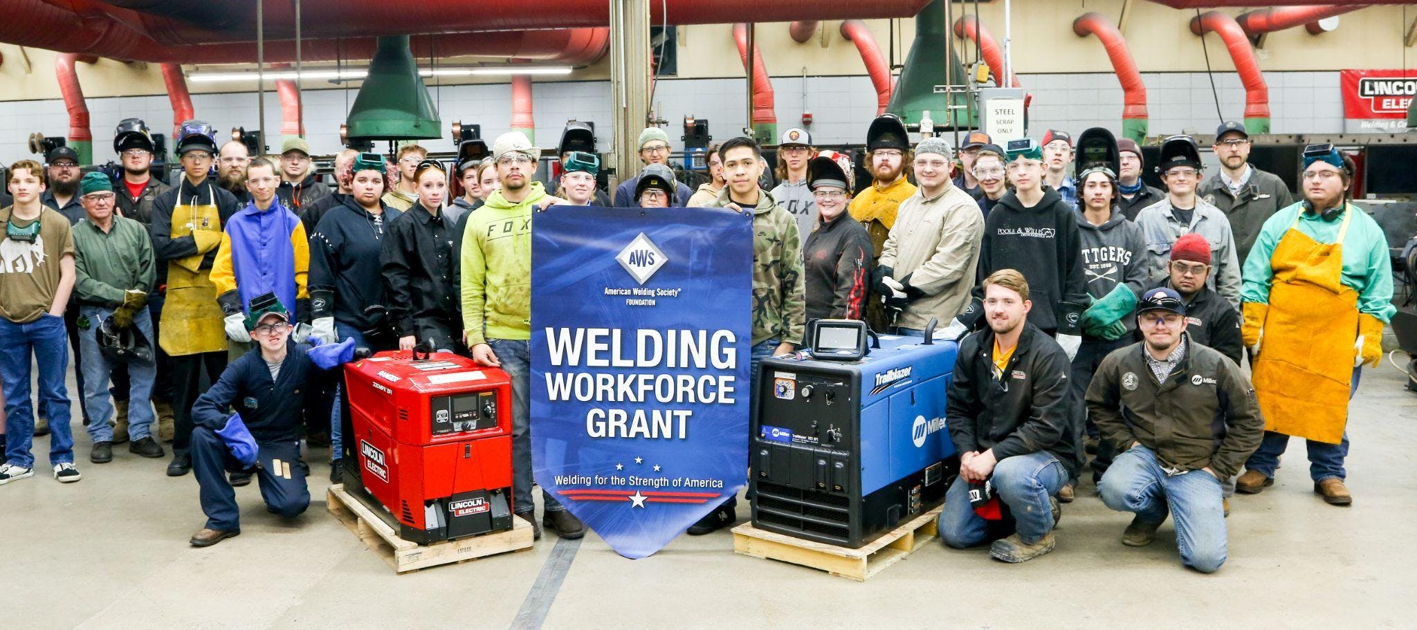 Some of the welding trainees who will be benefiting from the new grants.
