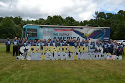 Merit Brass employees by the We Supply America RV. Merit Brass employees by the We Supply America RV.