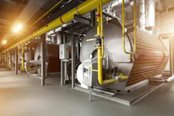 A modern industrial gas boiler room. A modern industrial gas boiler room.