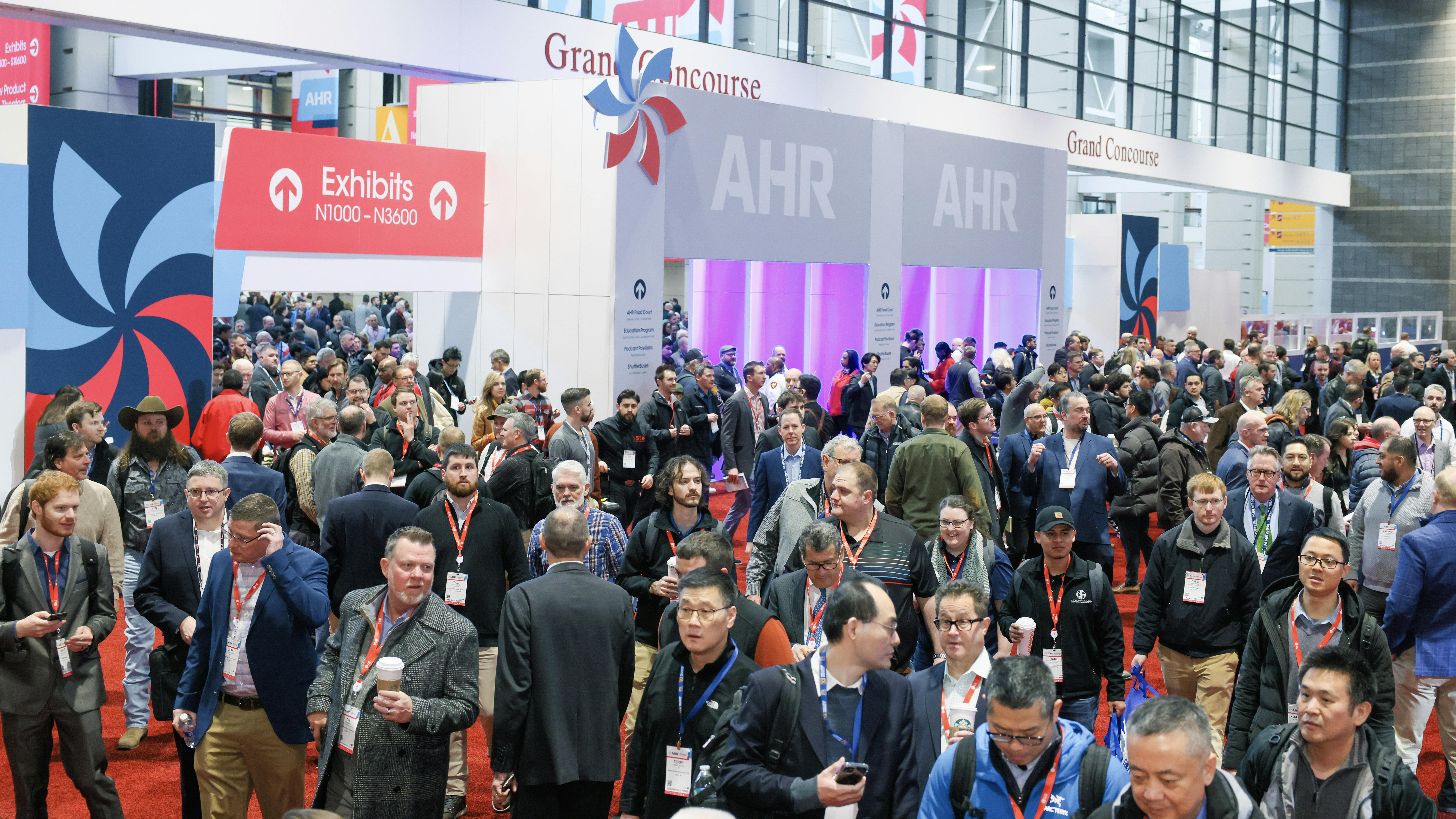 Attendees lining up for the 2024 AHR Expo.