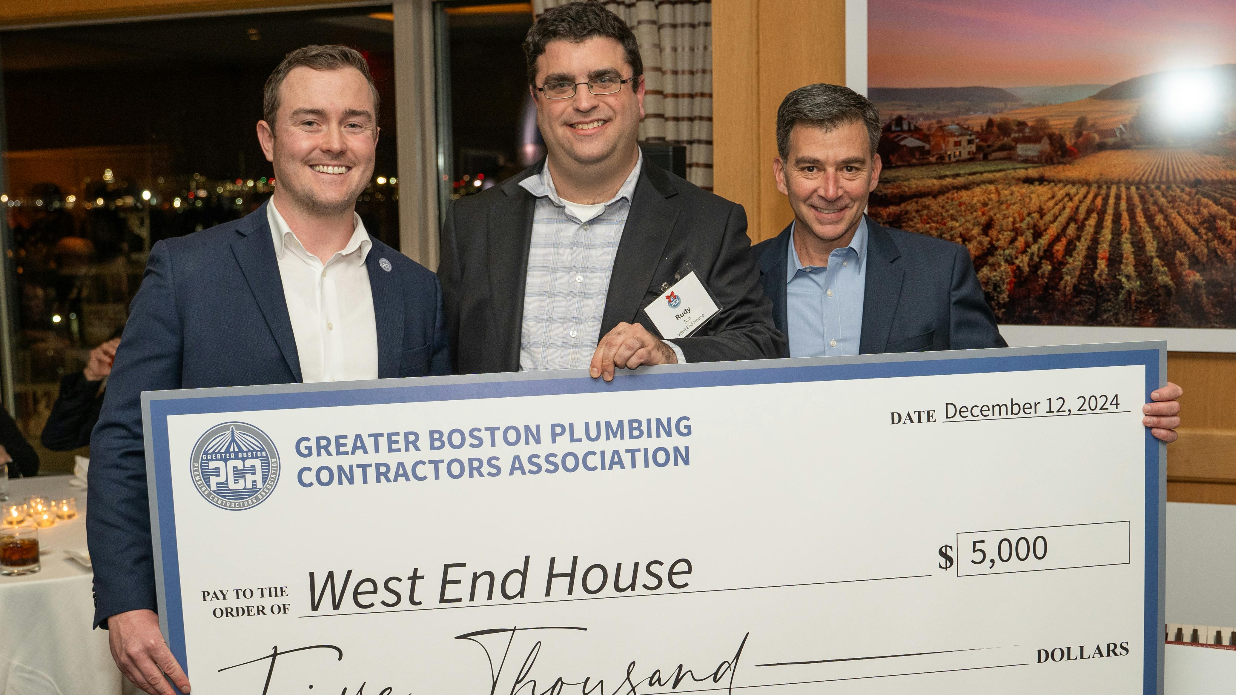 Left to right, Greater Boston PCA Executive Director Andrew DeAngelo, Rudy Ash, West End House Chief Development Officer, Greater Boston PCA President Paul J. Dionne.