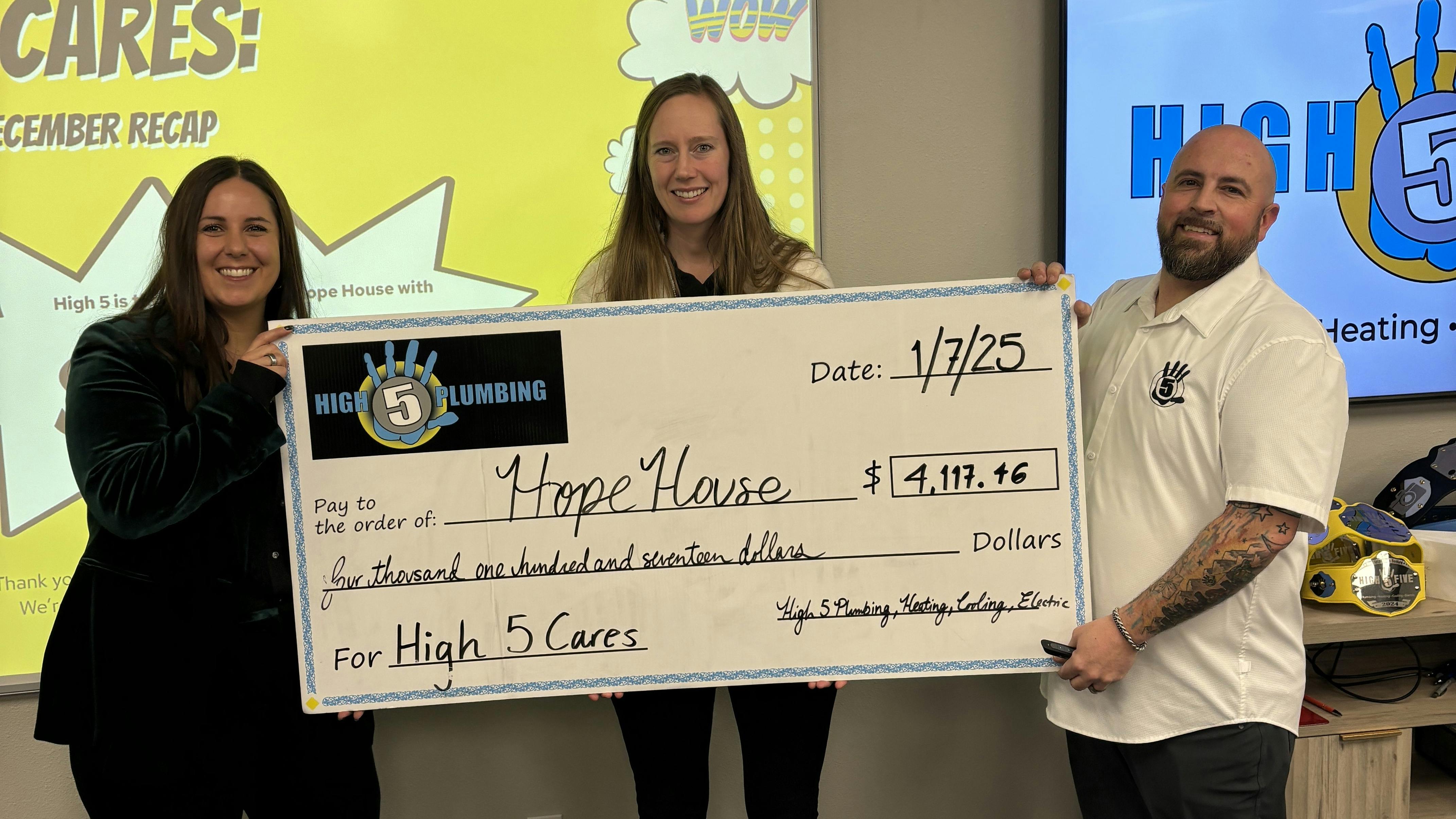 High 5 wrapped up 2024 with a $4,117 donation to Hope House, a Denver-based nonprofit that works with young moms.