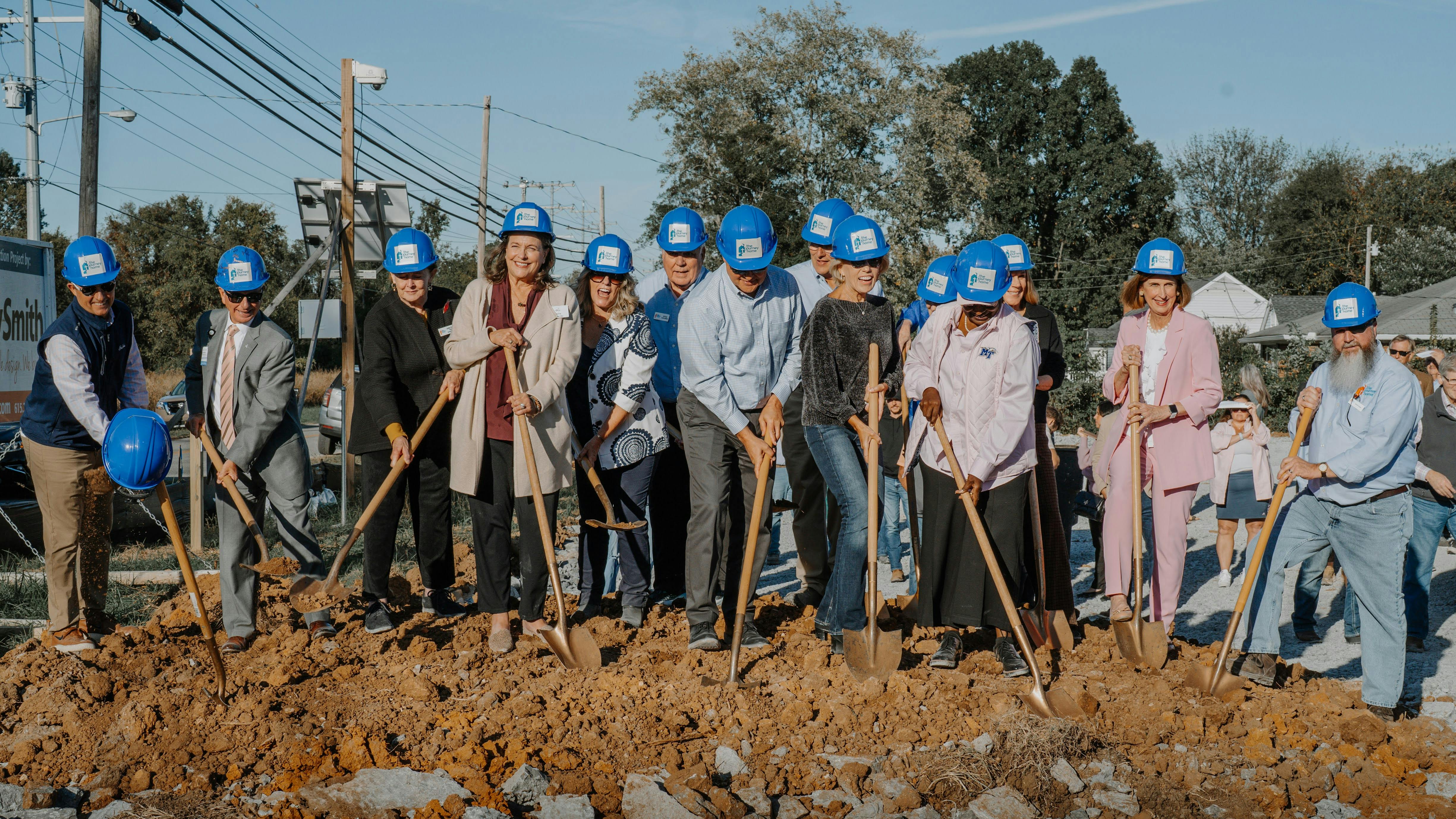 The Journey Home volunteers help break ground on the new 20,000 sq. ft. facility.