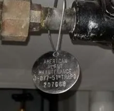 Example of stainless steel tag used to identify each heat exchanger. Example of stainless steel tag used to identify each heat exchanger.