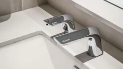 Optima® EBF-415 Deck-mounted Faucets and Sloan® ESD-410 Deck-mounted Soap Dispensers. Optima® EBF-415 Deck-mounted Faucets and Sloan® ESD-410 Deck-mounted Soap Dispensers.