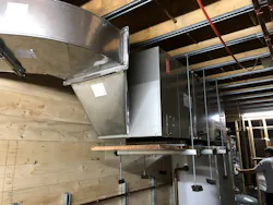 The stainless steel duct-to-air handler. The stainless steel duct-to-air handler.