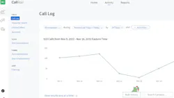 The Call Log screen in Call Rail. The Call Log screen in Call Rail.