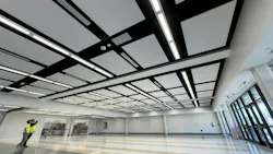 Slot diffusers in the cafeteria atrium. Slot diffusers in the cafeteria atrium.