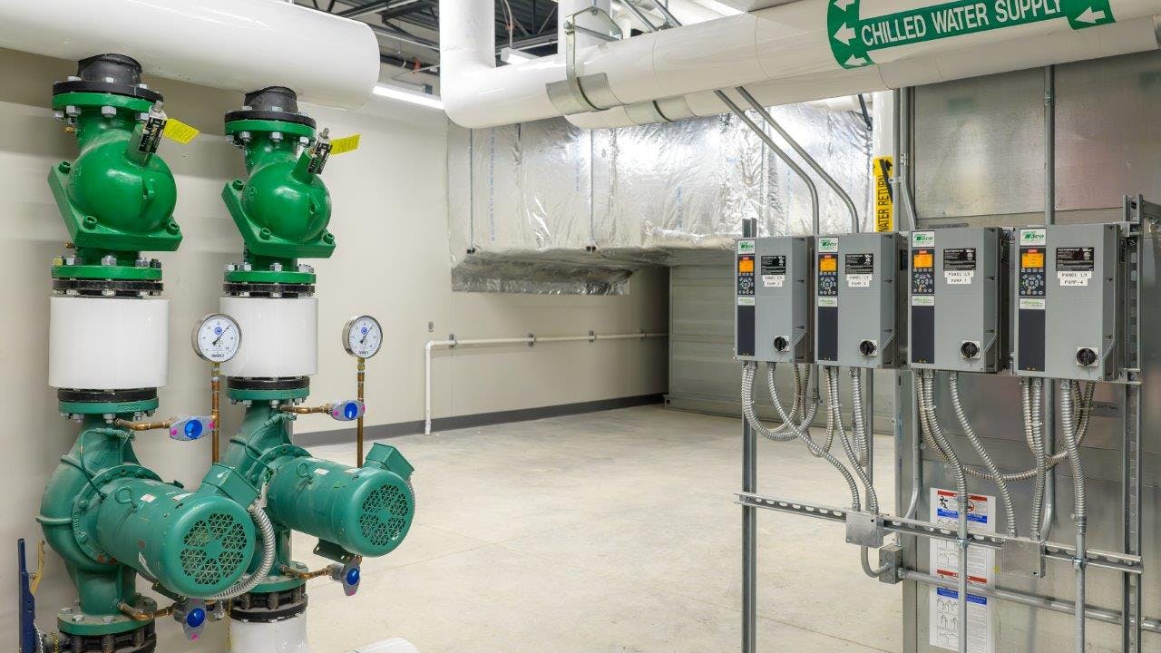 A view of the completed mechanical room at the new healthcare center.