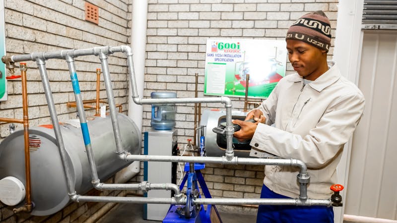 Plumber at Vocational Skills Training Centre.