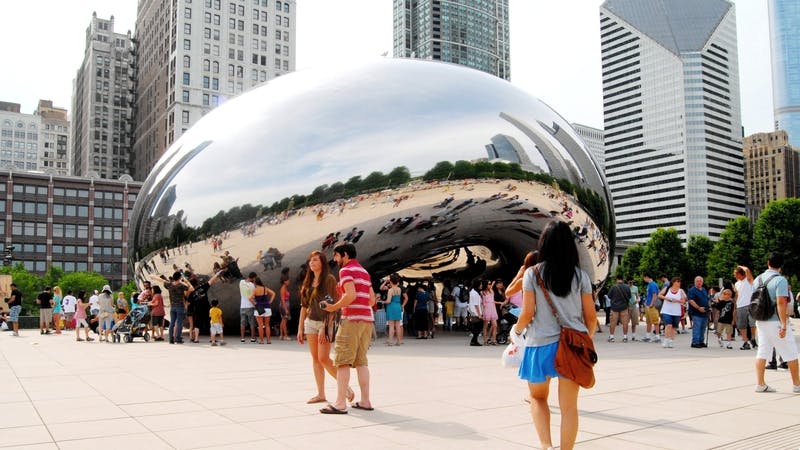 Downtown Chicago&mdash;Michigan Ave. as seen from Millennium Park.