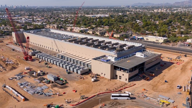 An aerial view of the QTS Data center under construction in Phoenix, Arizona